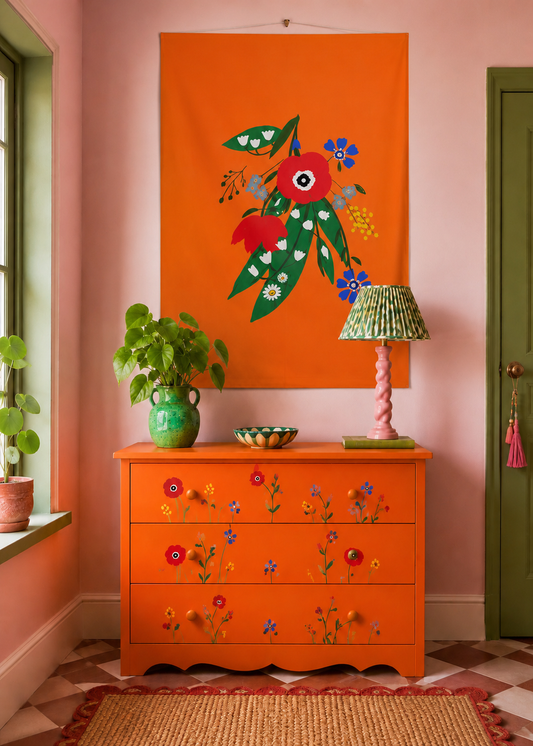 Posy Riot - Poppy Ardevora - Large Fabric Wall Hanging - Sunset