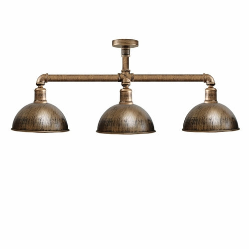 Industrial Retro Texas Style Pipe Lights Semi Flush Brushed copper