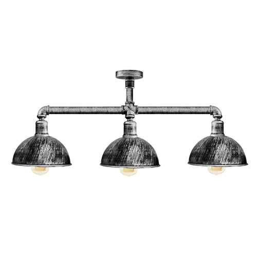 Industrial Retro Texas Style Pipe Lights Semi Flush Brushed copper