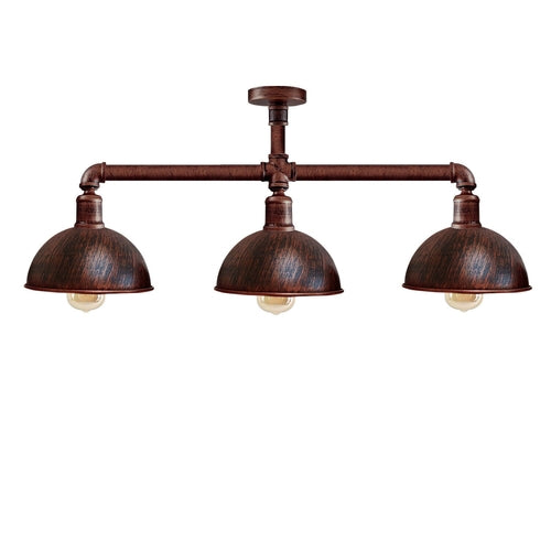 Industrial Retro Texas Style Pipe Lights Semi Flush Brushed copper