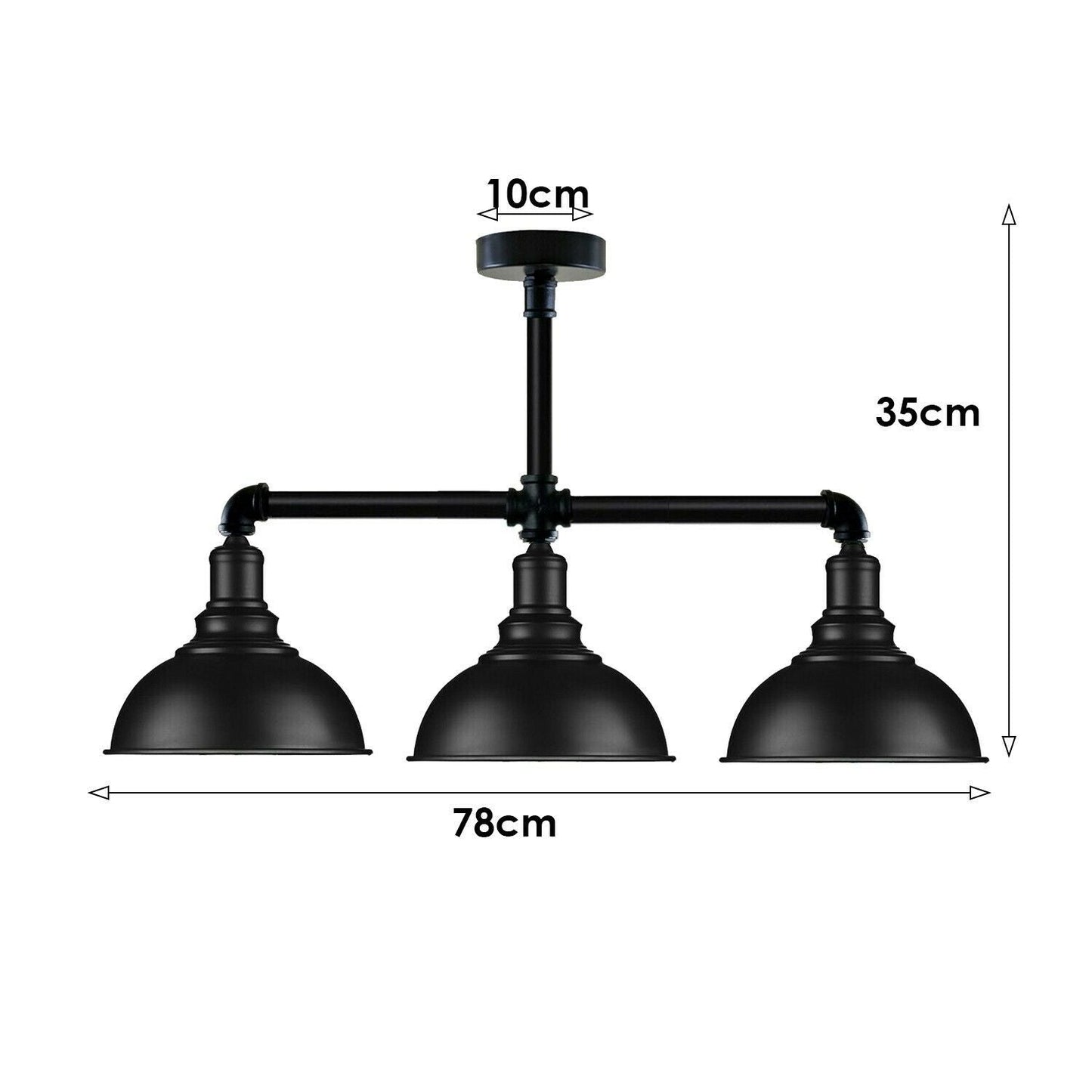 Industrial Vintage Retro Ceiling Pipe Light Black Dome Shade E27 UK