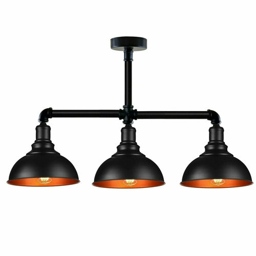 Industrial Vintage Retro Ceiling Pipe Light Black Dome Shade E27 UK