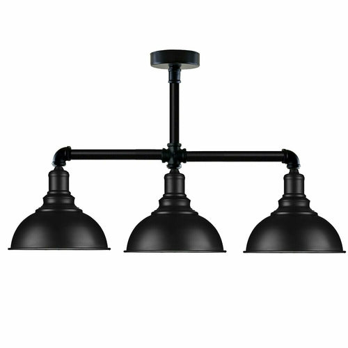 Industrial Vintage Retro Ceiling Pipe Light Black Dome Shade E27 UK