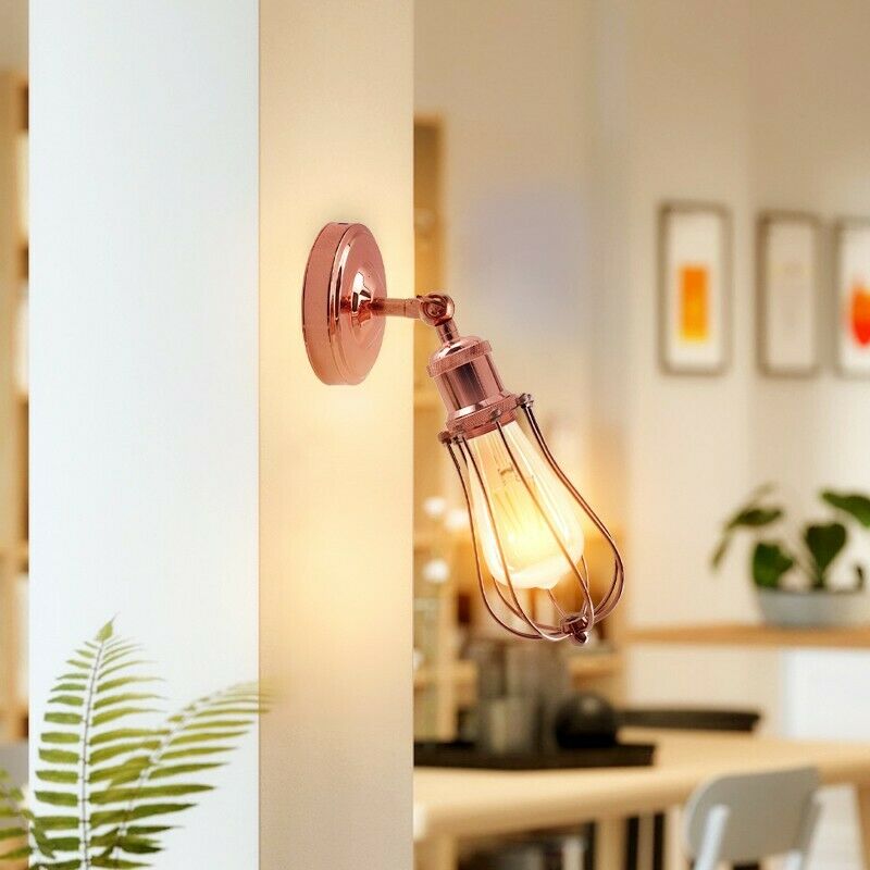 Industrial Vintage Retro Rose Gold Sconce Wall Light Lamp Fitting