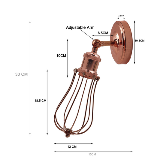 Industrial Vintage Retro Rose Gold Sconce Wall Light Lamp Fitting