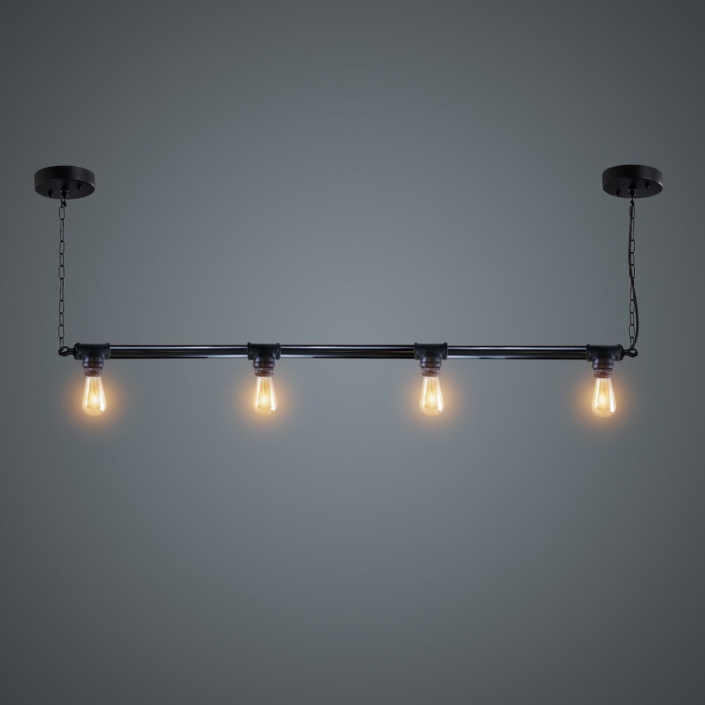 Industrial Vintage Downlight Hanging Ceiling Pendant 4way Black Pipe