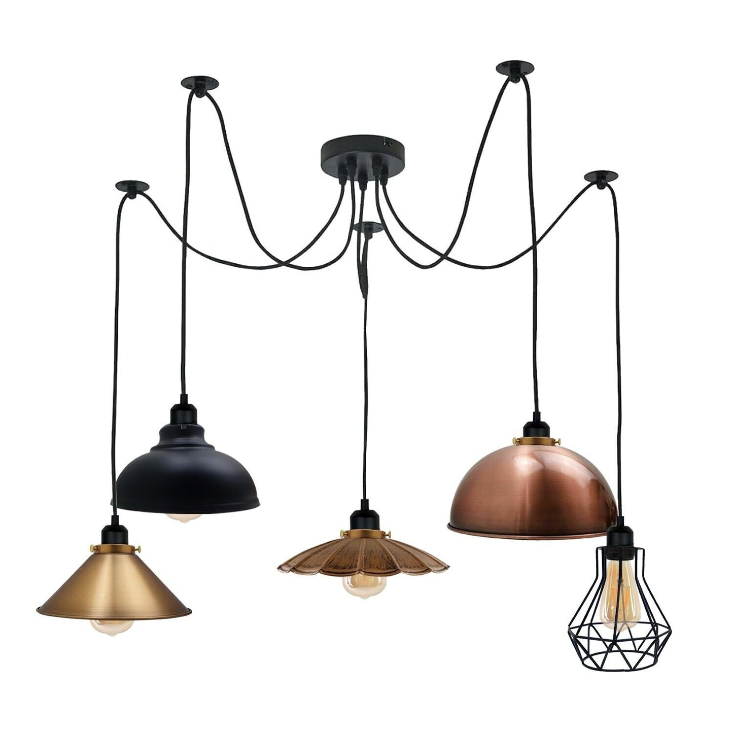 Retro Vintage Chandelier Ceiling Spider Light Industrial Pendant 5 Way