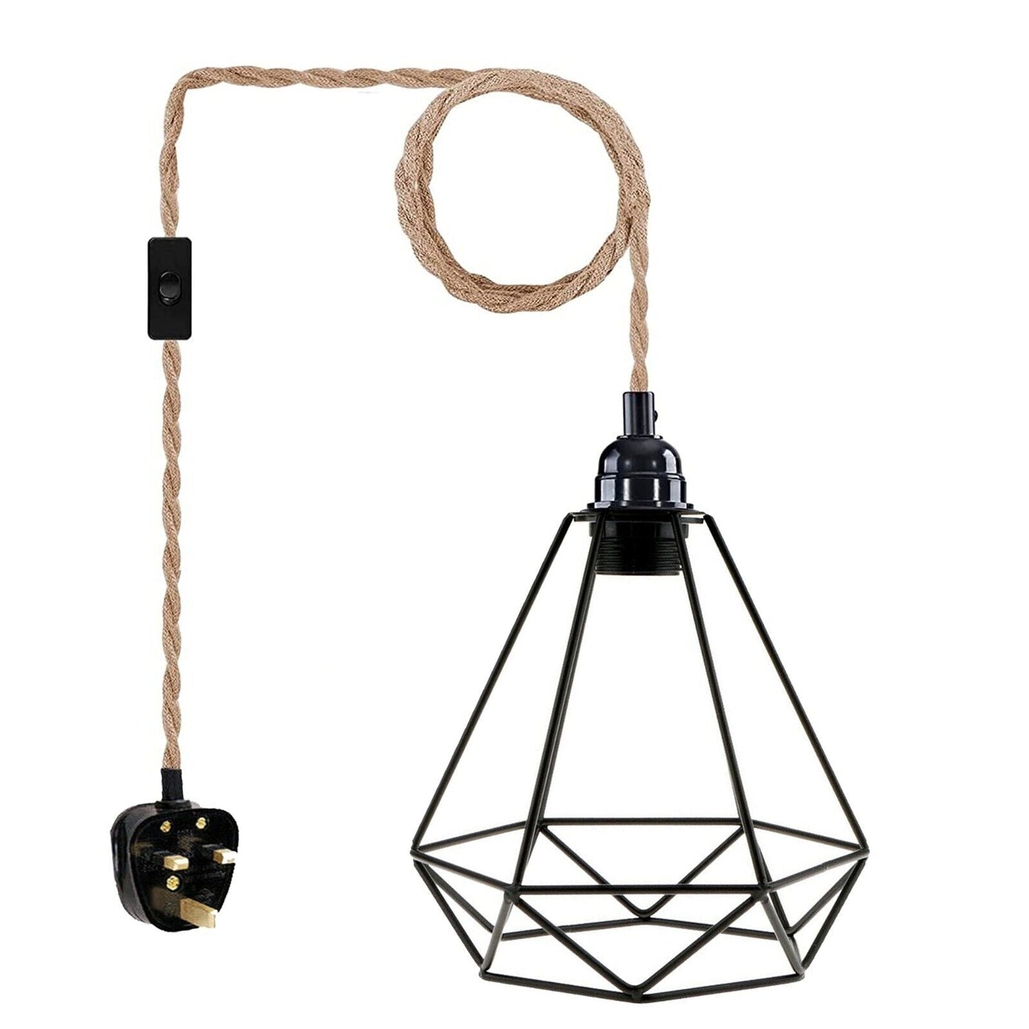 Natural Rope Wire Plug In Pendant Lamp Light E27