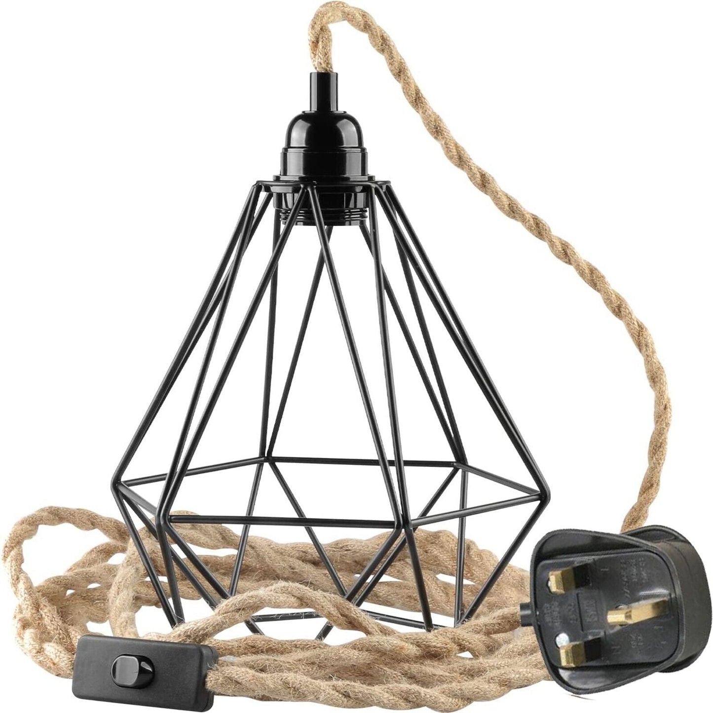 Natural Rope Wire Plug In Pendant Lamp Light E27