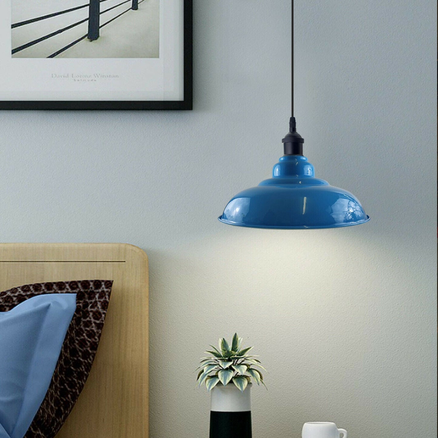 Blue Pendant Light Perfect for Kitchen Island or Bar Areas