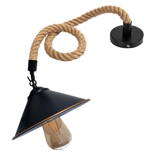 Vintage Retro Industrial Loft Cone Hemp rope Single Pendant Light