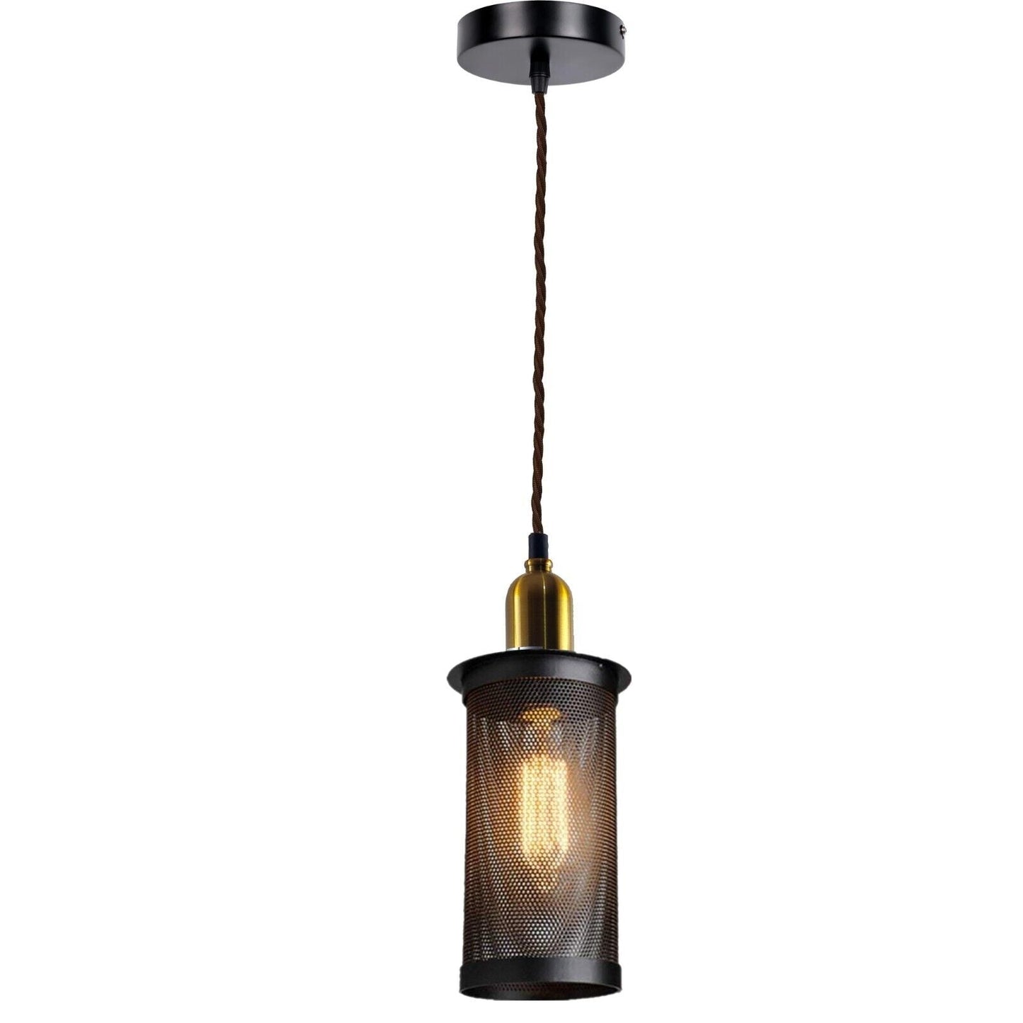 Drum Wire Cage Hanging Light  +Gold Light Holder