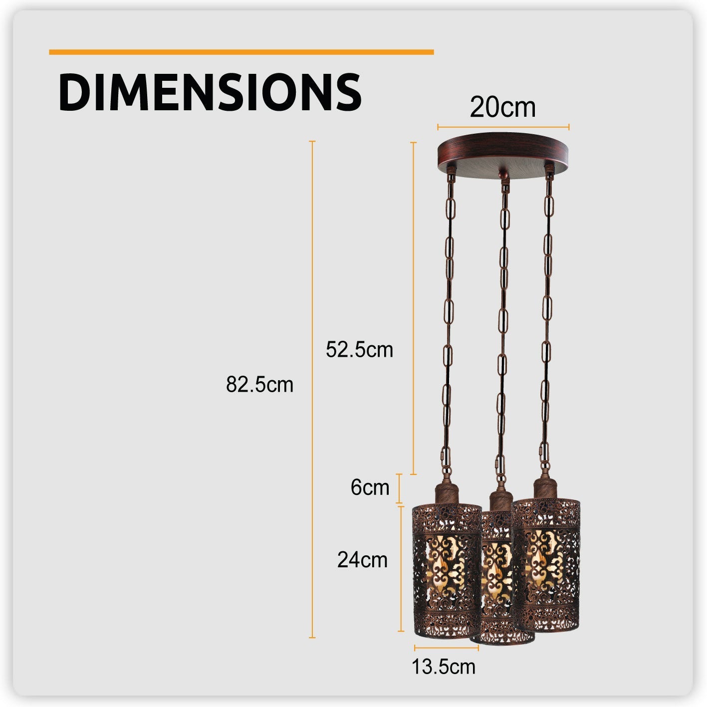 Pendant Light 3 Way Ceiling Barrel Cage Lighting Fixture