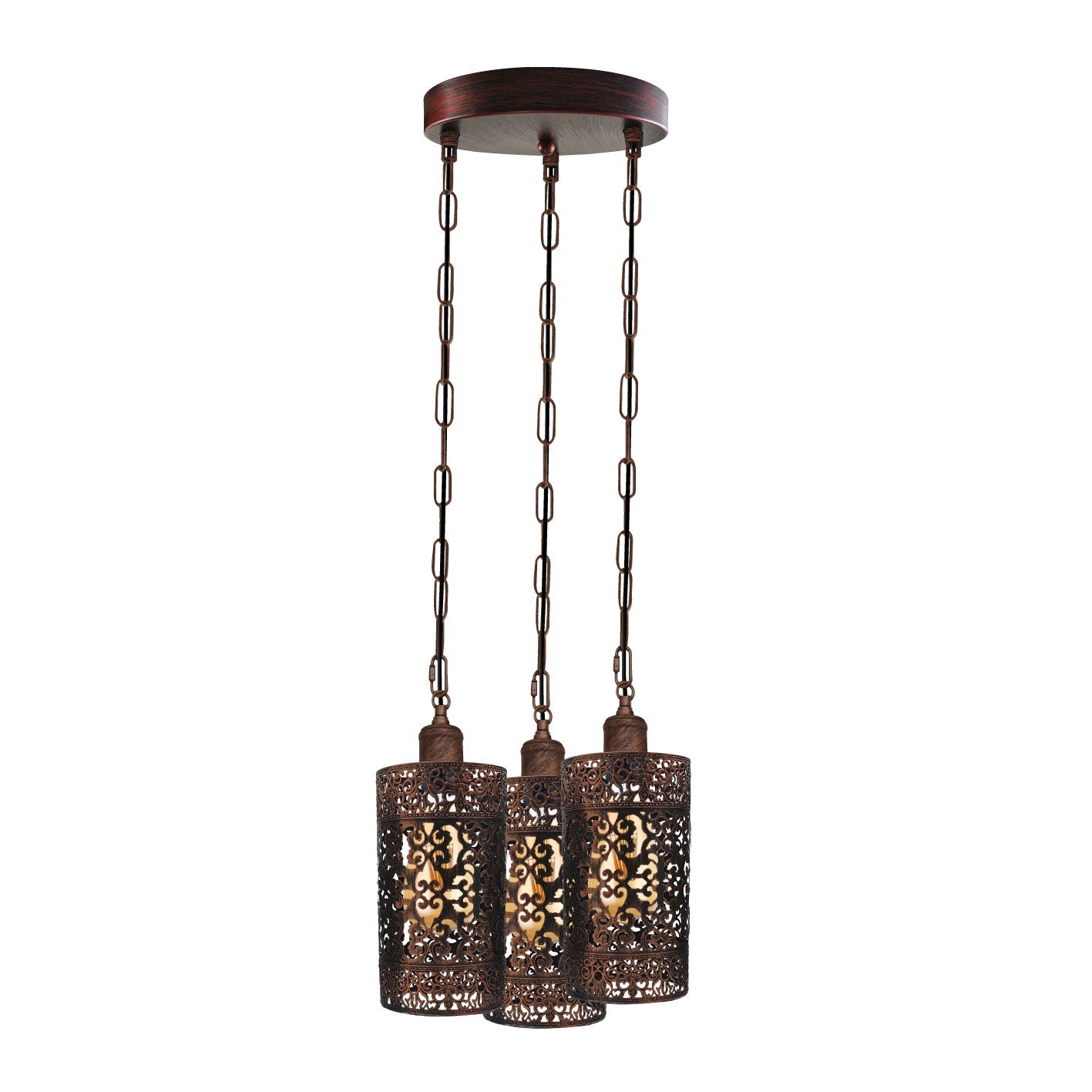 Pendant Light 3 Way Ceiling Barrel Cage Lighting Fixture