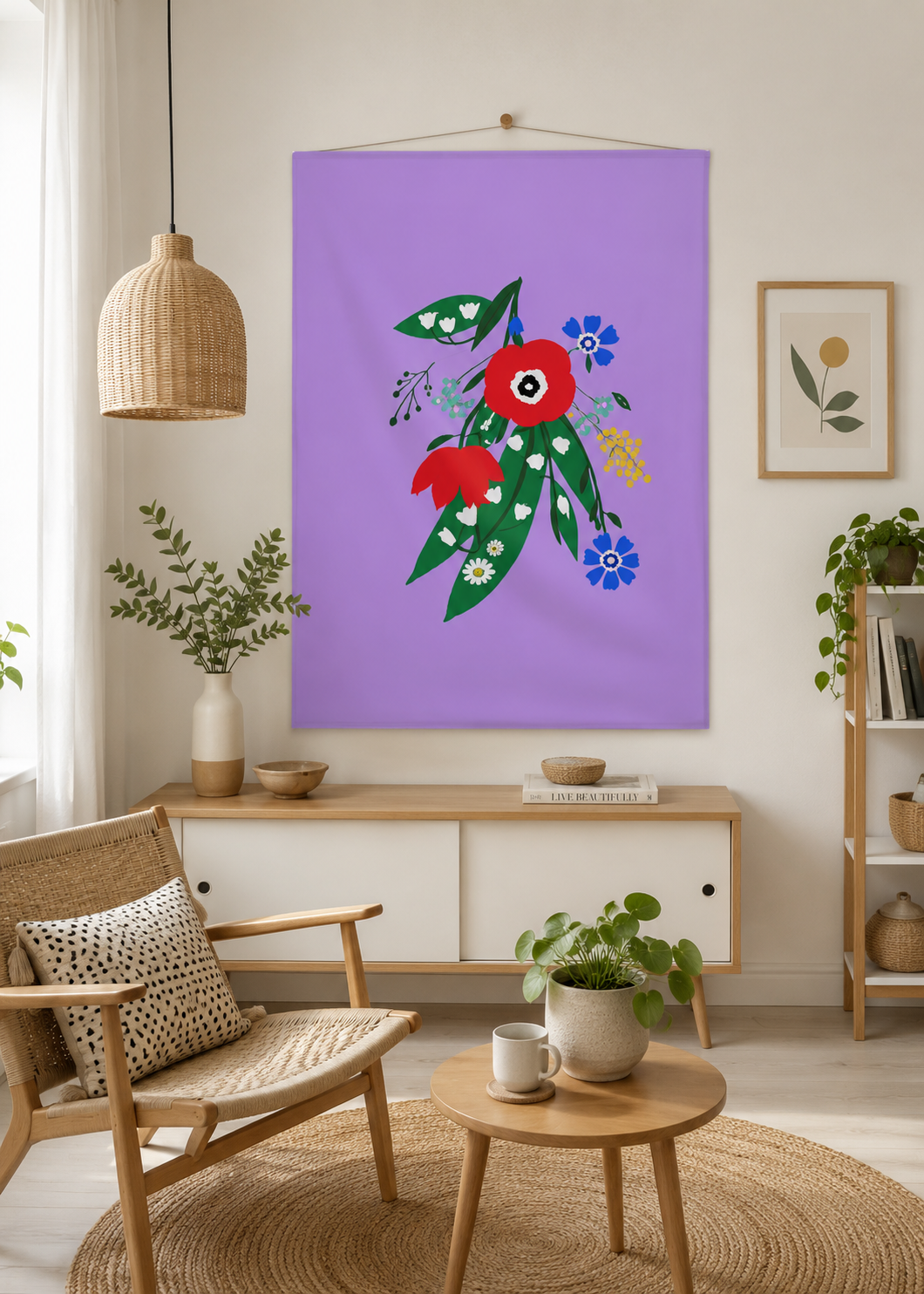 Posy Riot - Poppy Ardevora - Fabric Wall Hanging - Lush Lilac
