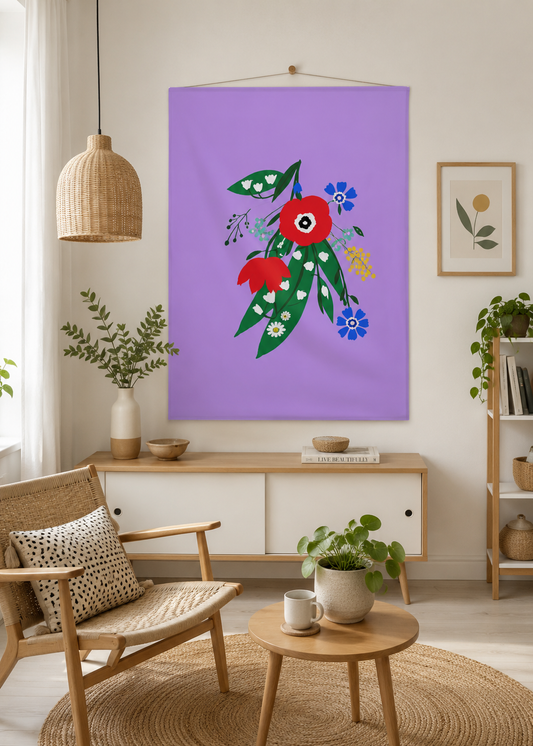 Posy Riot - Poppy Ardevora - Fabric Wall Hanging - Lush Lilac
