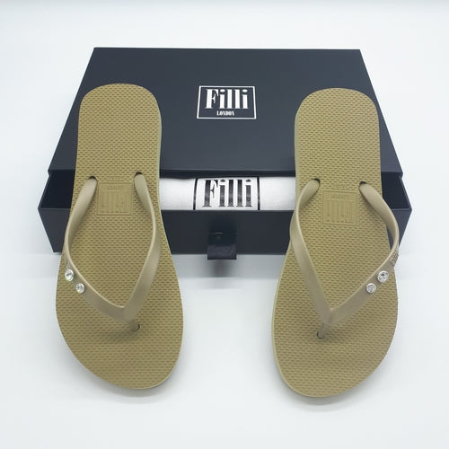 Filli London Crystal Diamond - Gold Luxury Flip Flops