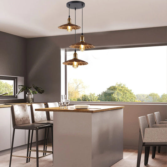 Sienna / Three Head Brushed Copper Ceiling Pendant