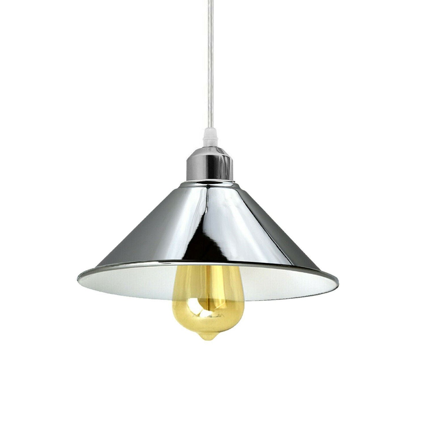 Modern Industrial Chrome 3 Way Ceiling Pendant Light Metal Cone Shape