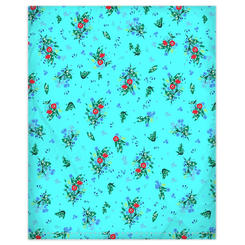 Blue Skies Turquoise Floral Duvet Cover Set