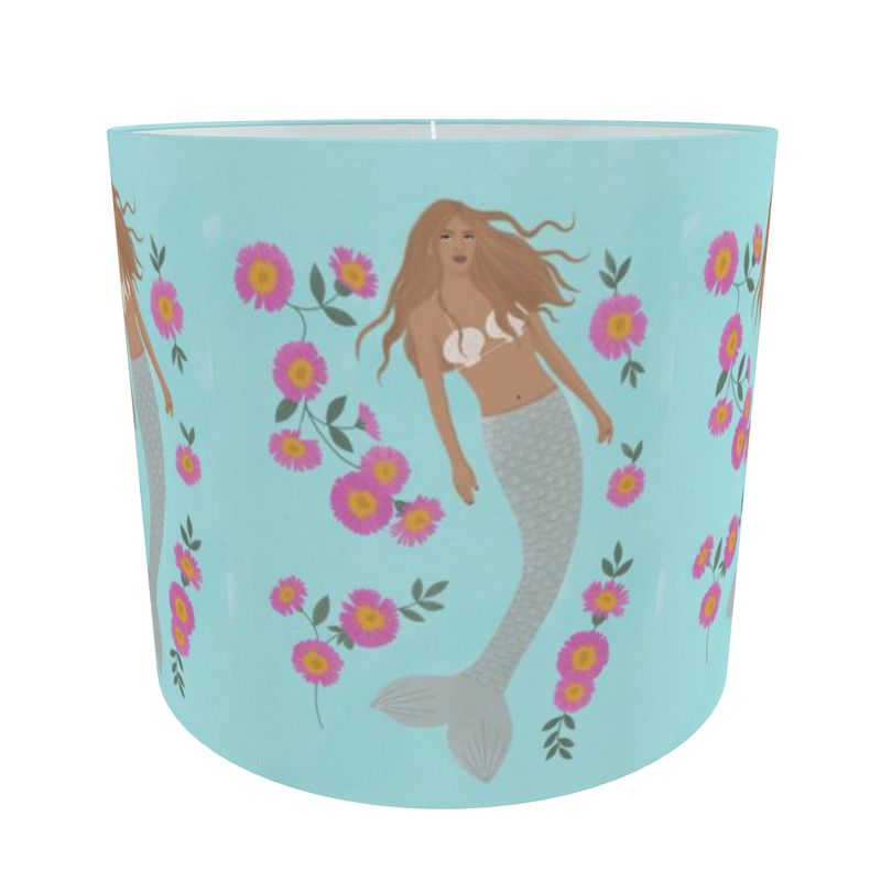 Senara Sea Whisper Sky Blue Round Drum lampshade