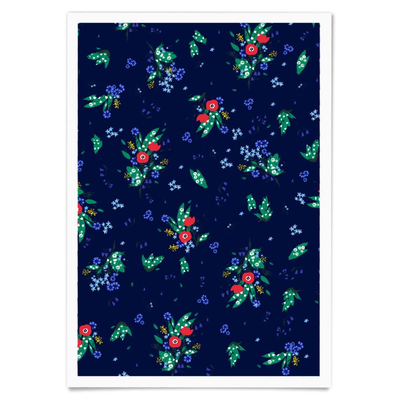 Moonlit Meadow Floral A3 Portrait Art Print - Loving You Back  ♥️ Free P&P