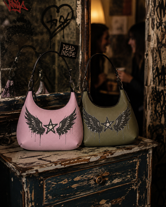 Rebel Riot - Star Wings - Leather Handbag - Army