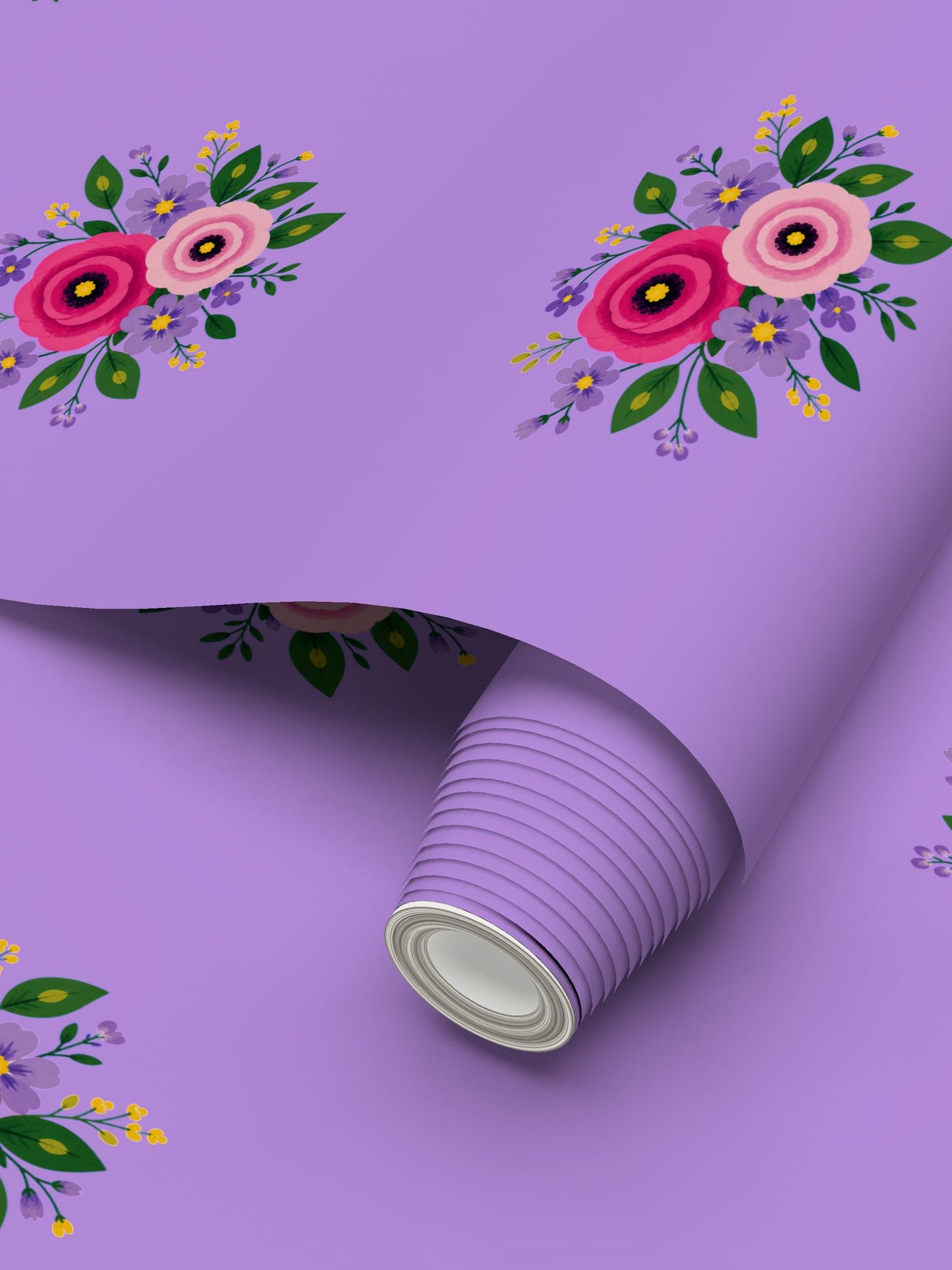 Posy Riot Wallpaper - Rose Eleanor - Deep Lilac