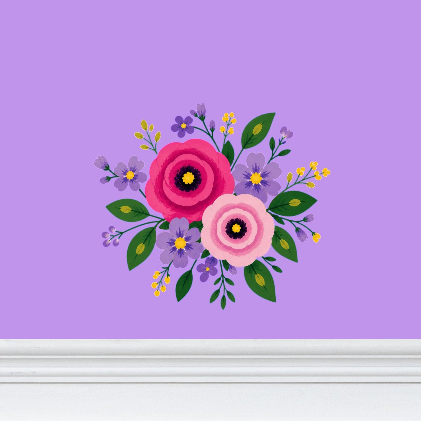 Posy Riot Wallpaper - Rose Eleanor - Deep Lilac