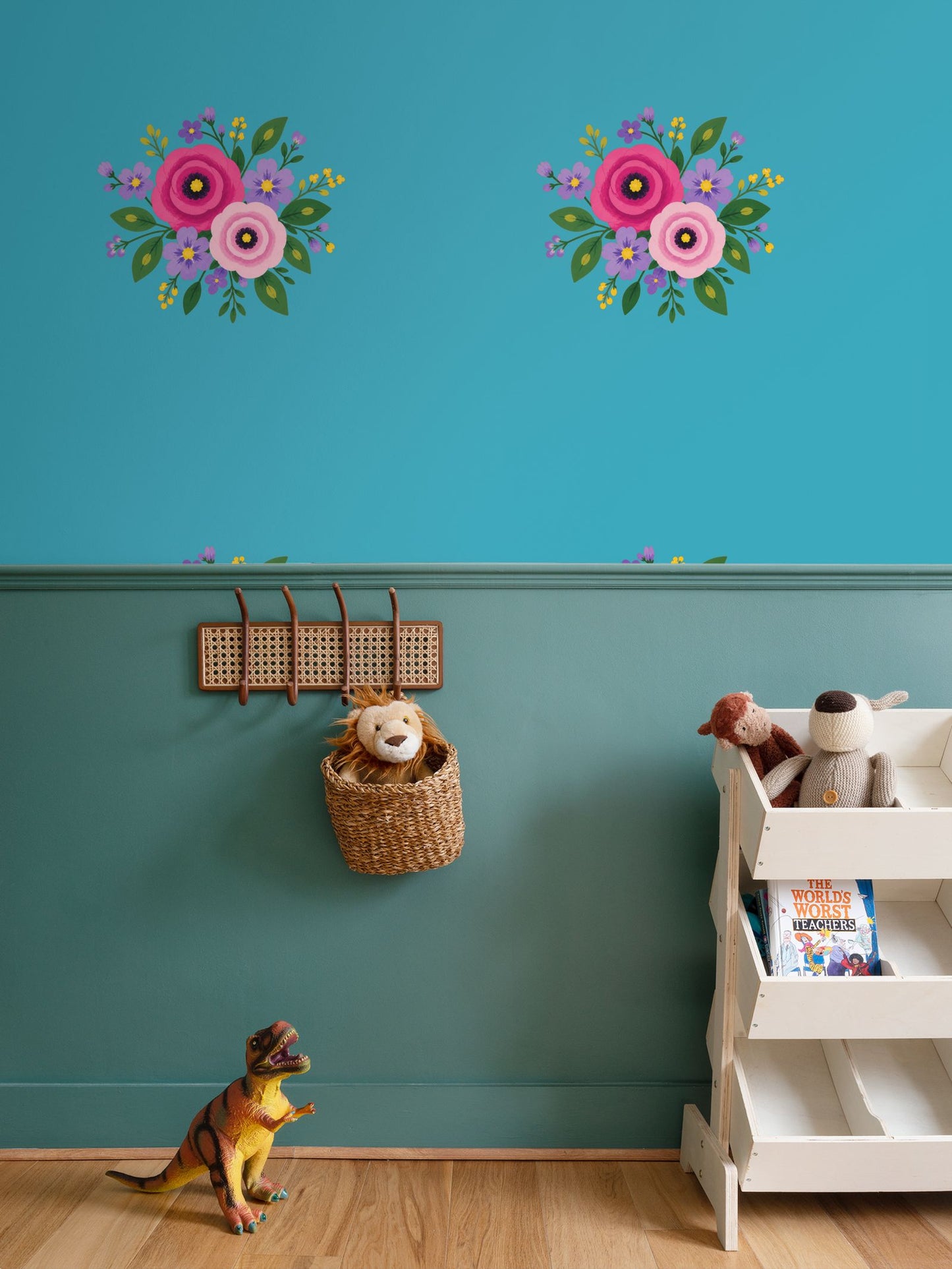 Posy Riot Wallpaper - Rose Eleanor - Sea Blue