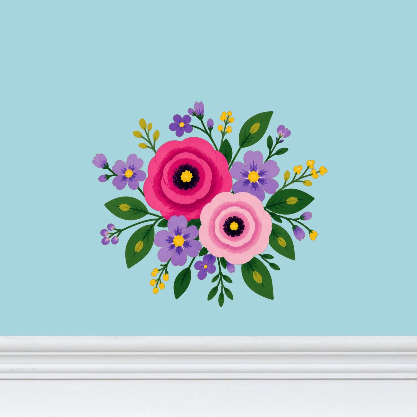 Posy Riot Wallpaper - Rose Eleanor - Sea Cloud