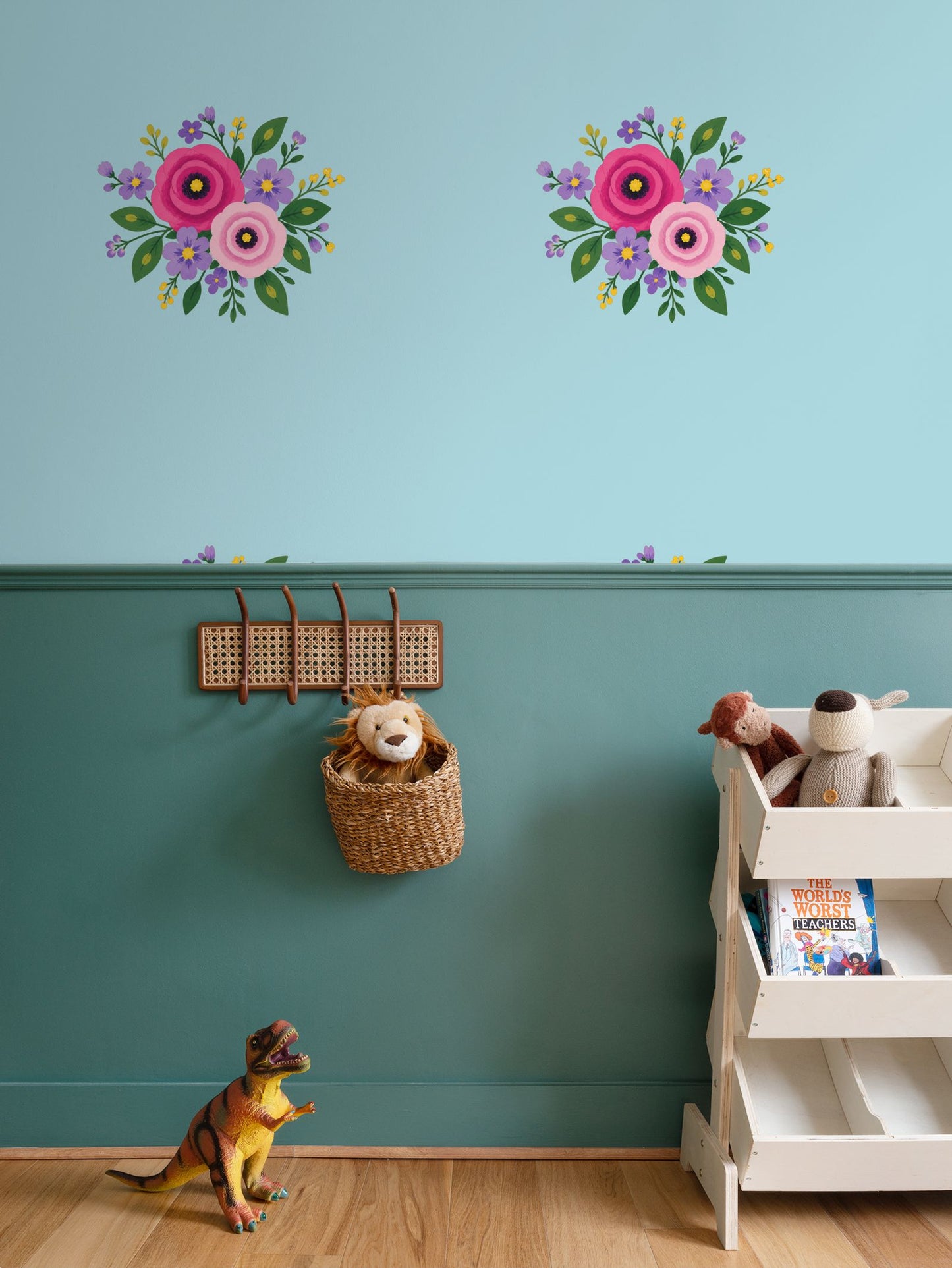 Posy Riot Wallpaper - Rose Eleanor - Sea Cloud
