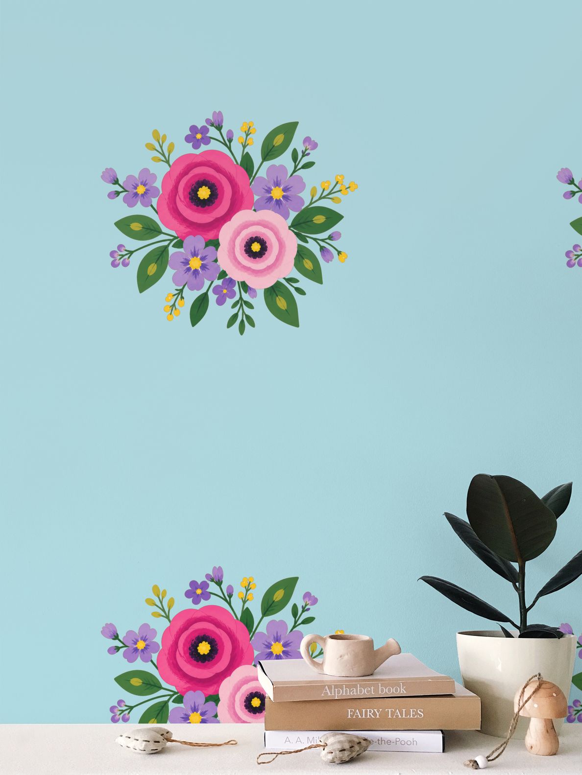 Posy Riot Wallpaper - Rose Eleanor - Sea Cloud