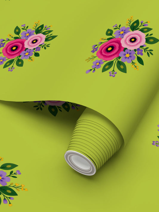 Posy Riot Wallpaper - Rose Eleanor - Lovely Lime