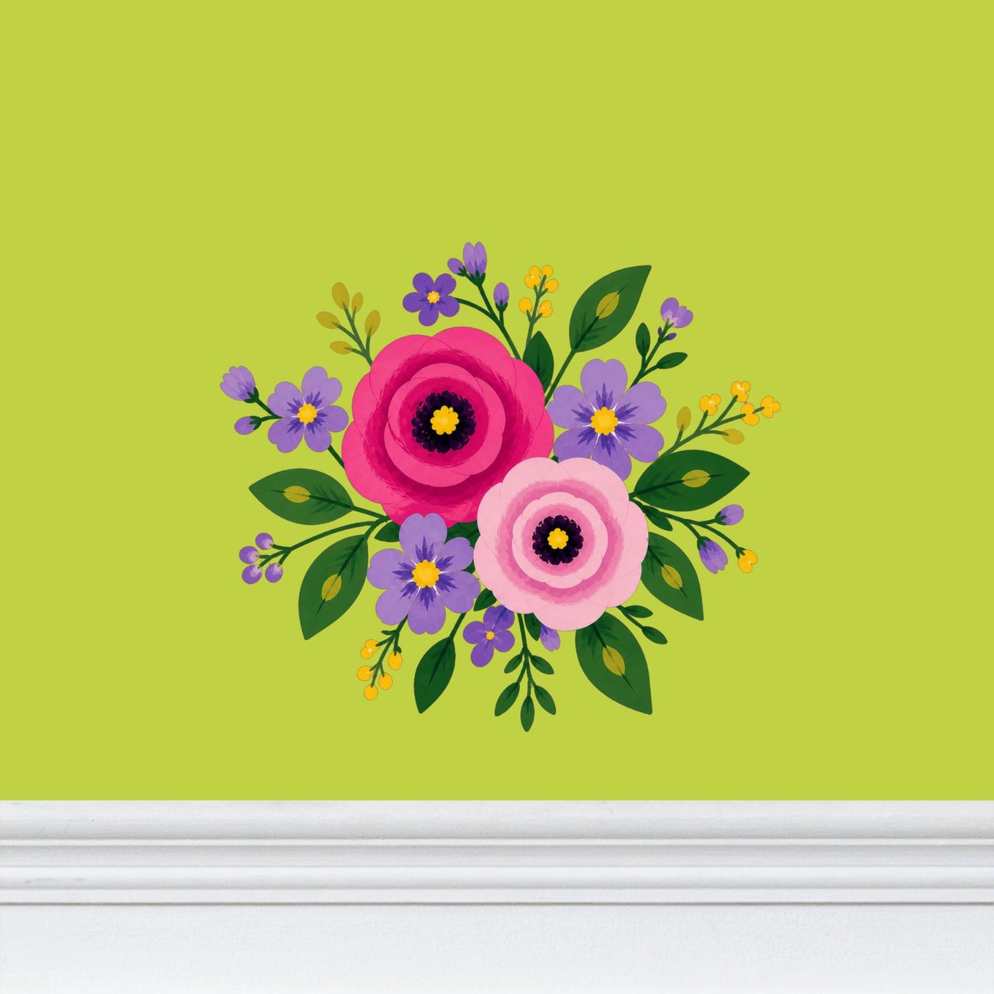 Posy Riot Wallpaper - Rose Eleanor - Lovely Lime