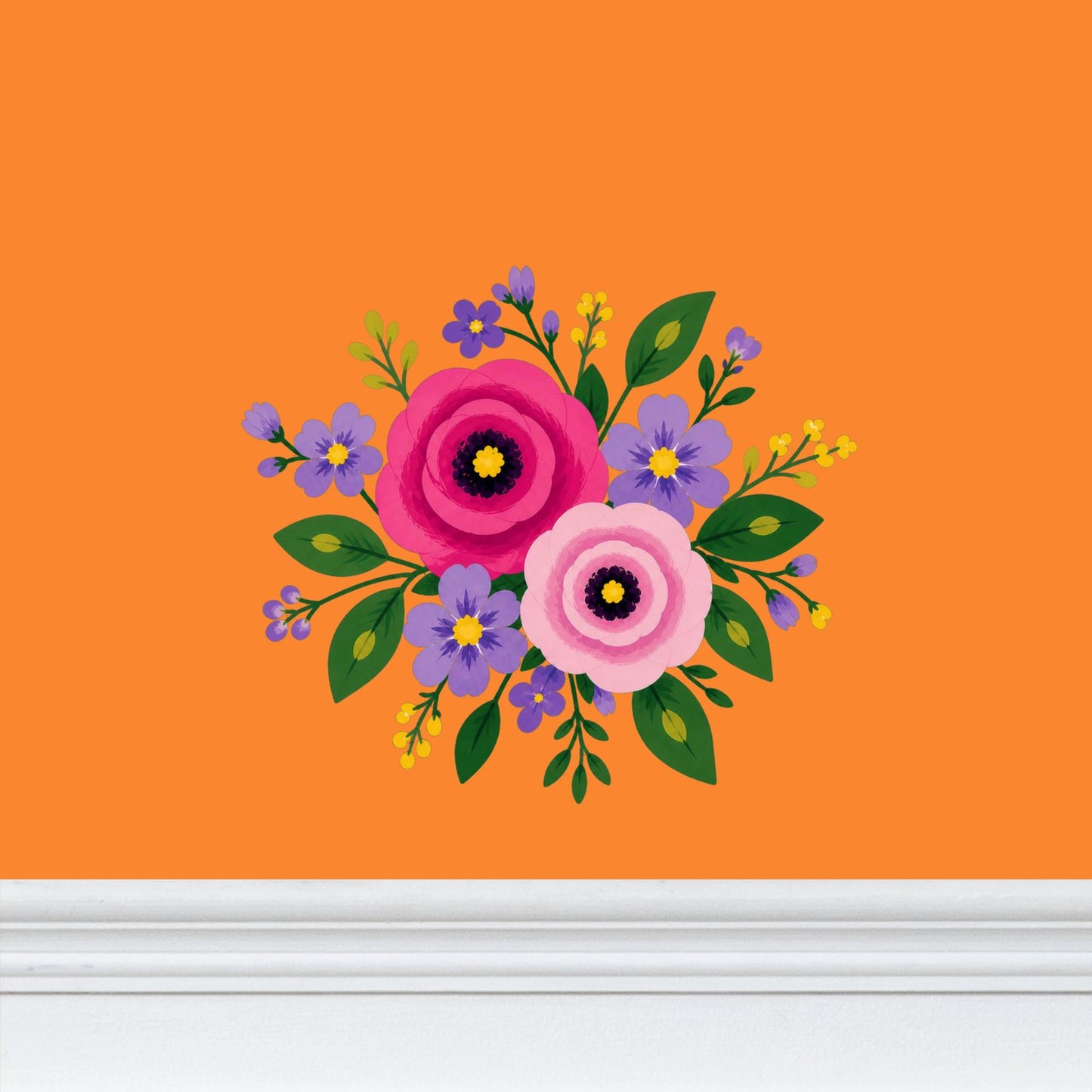 Posy Riot Wallpaper - Rose Eleanor  - Orange