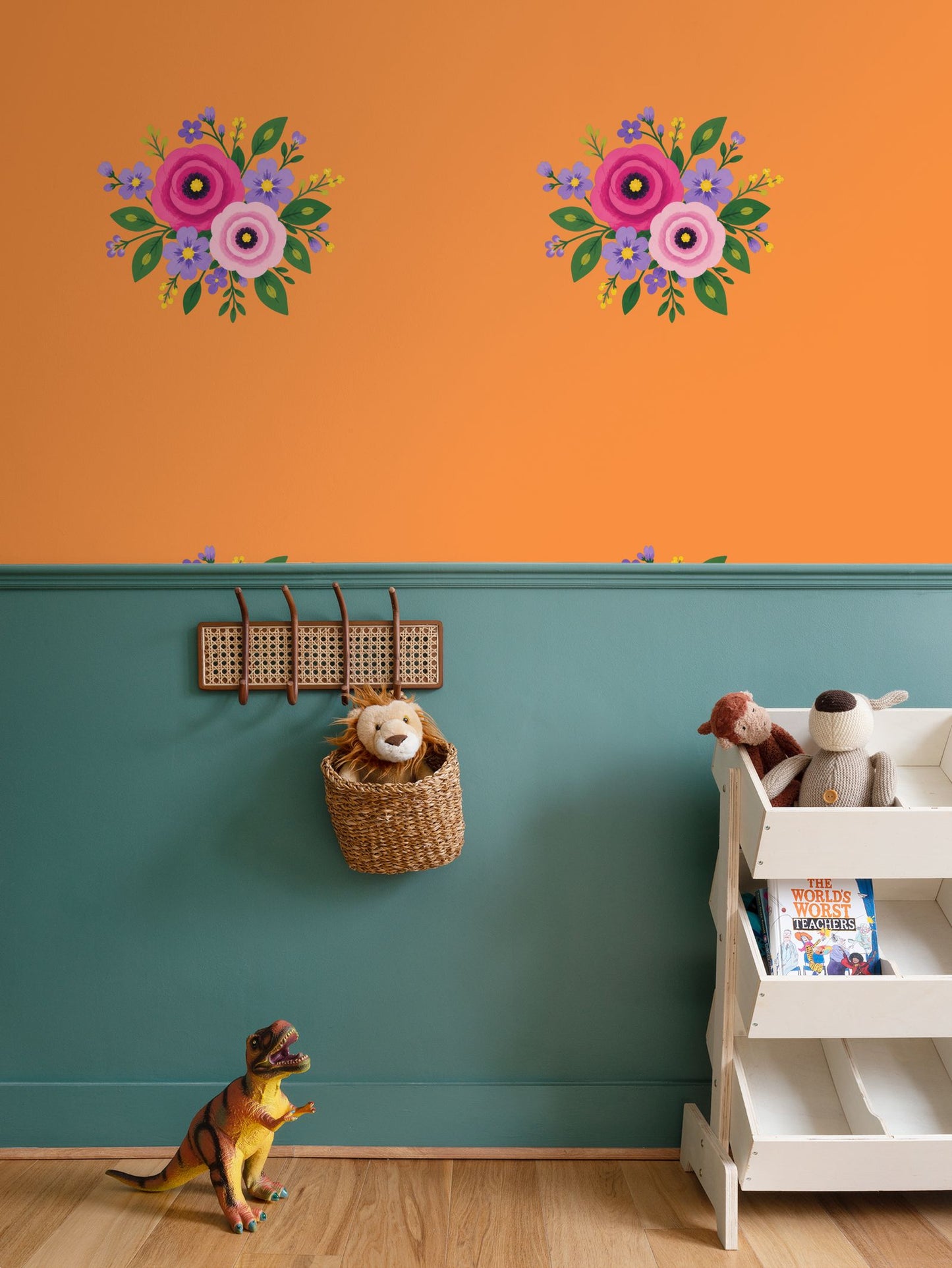 Posy Riot Wallpaper - Rose Eleanor  - Orange
