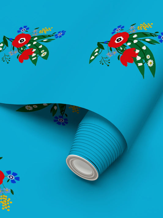 Posy Riot Wallpaper - Poppy Ardevora - Turquoise