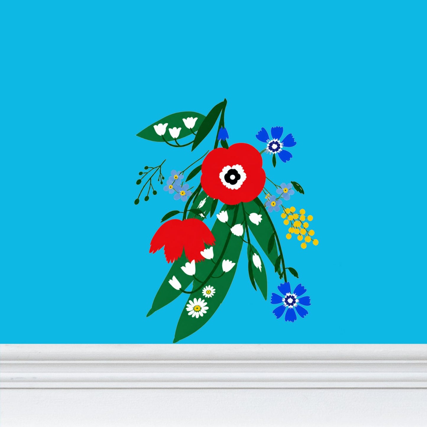 Posy Riot Wallpaper - Poppy Ardevora - Turquoise