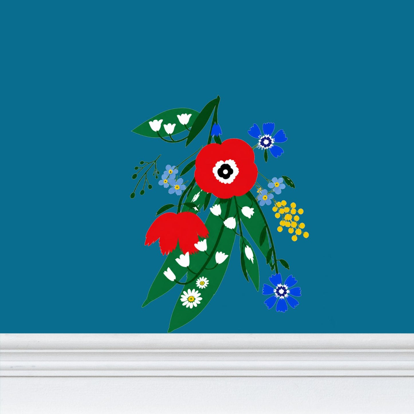 Posy Riot Wallpaper - Poppy Ardevora - Teal