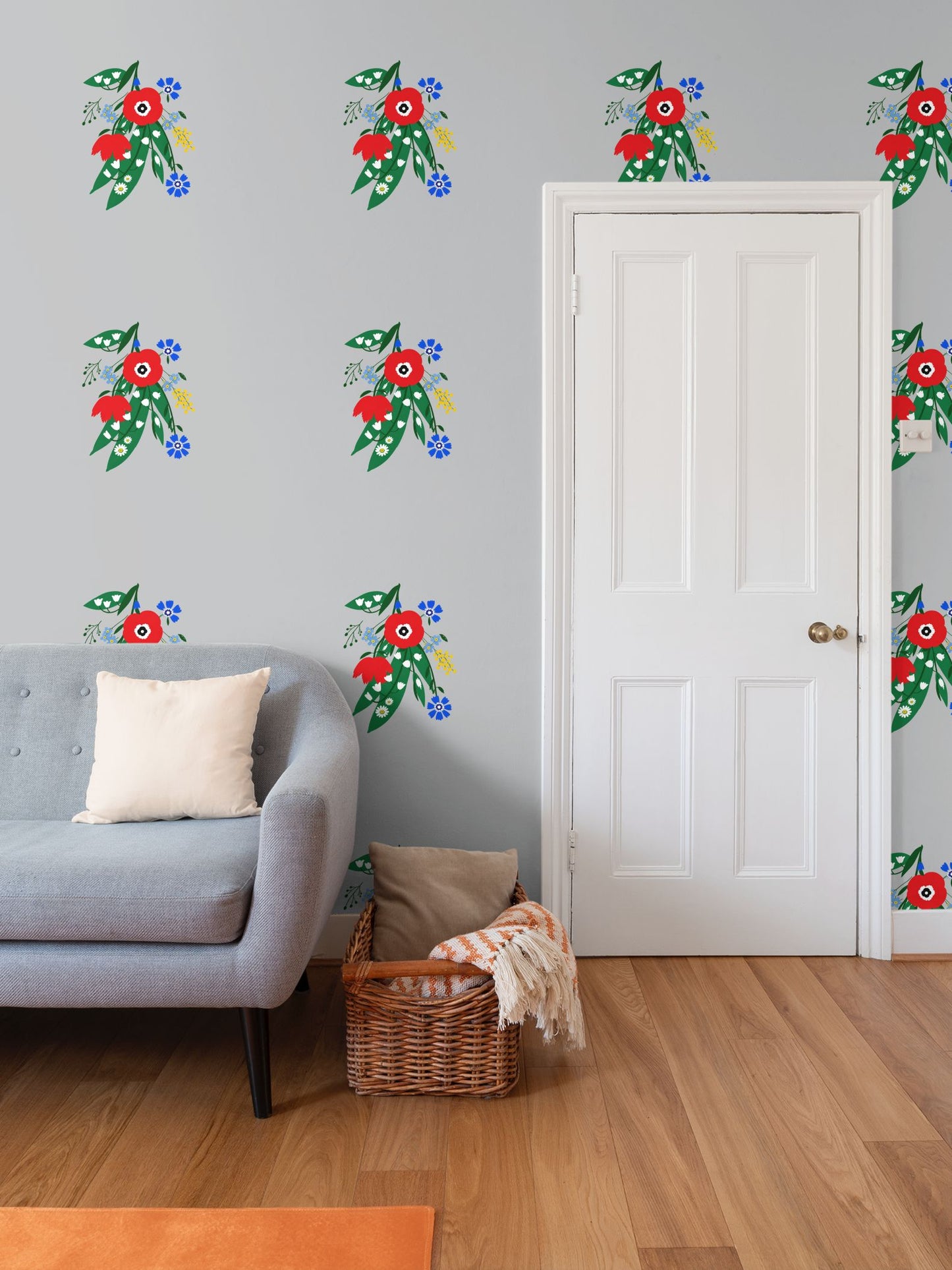 Posy Riot Wallpaper - Poppy Ardevora - Misty Grey
