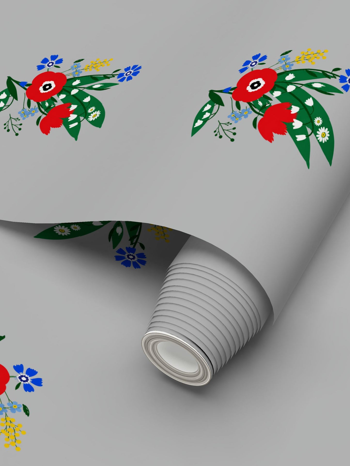 Posy Riot Wallpaper - Poppy Ardevora - Misty Grey