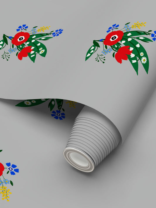 Posy Riot Wallpaper - Poppy Ardevora - Misty Grey