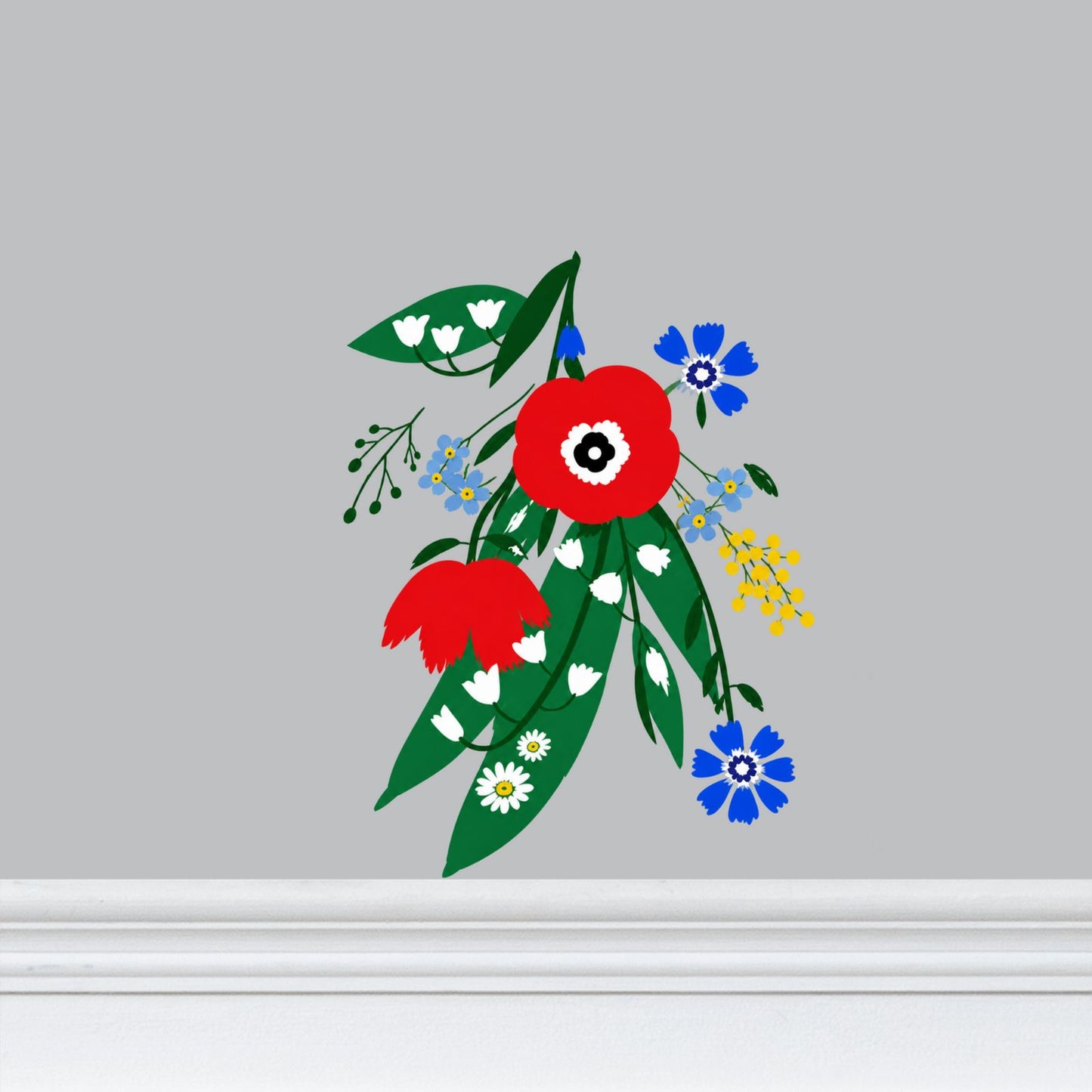 Posy Riot Wallpaper - Poppy Ardevora - Misty Grey