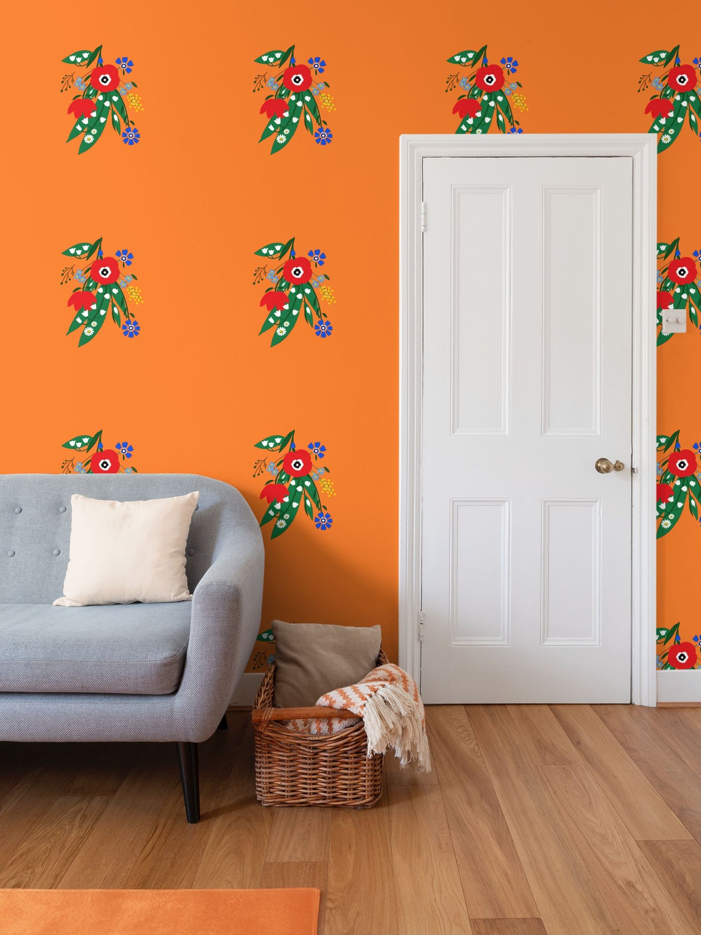 Posy Riot Wallpaper - Poppy Ardevora - Orange