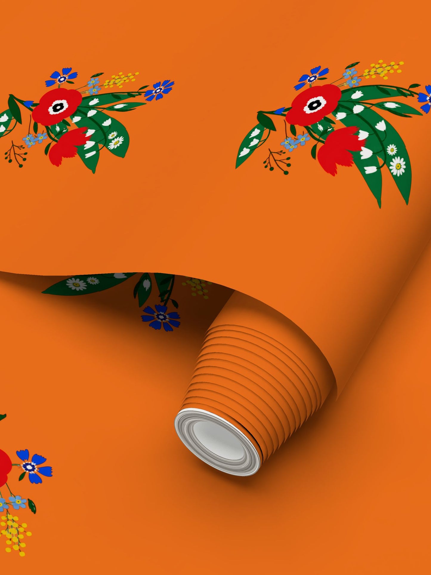 Posy Riot Wallpaper - Poppy Ardevora - Orange