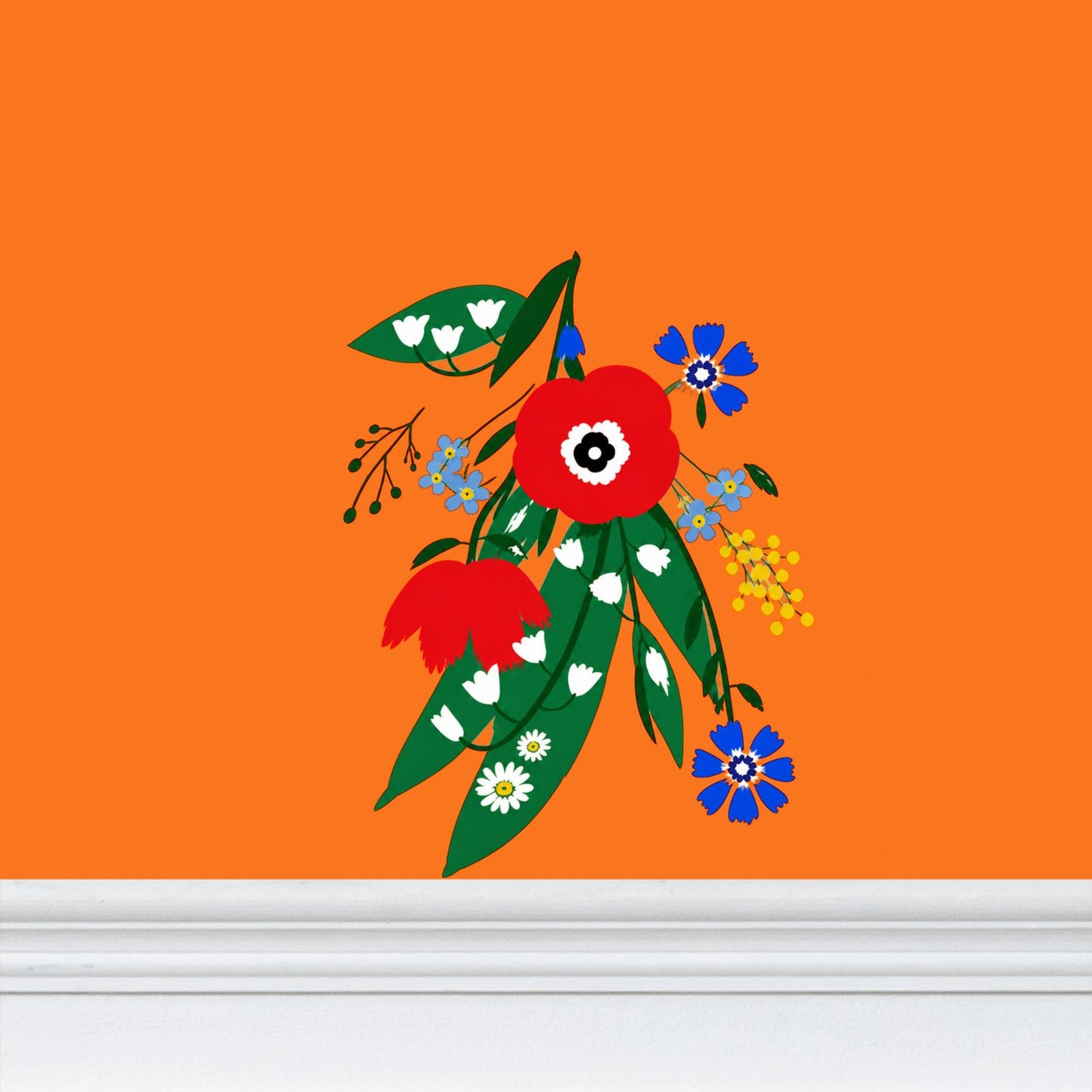 Posy Riot Wallpaper - Poppy Ardevora - Orange