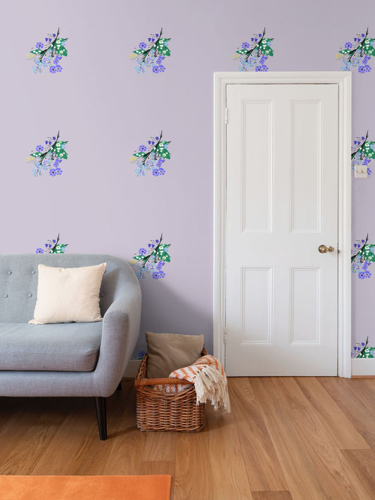 Posy Riot Wallpaper - Eva May - Lilac Grey