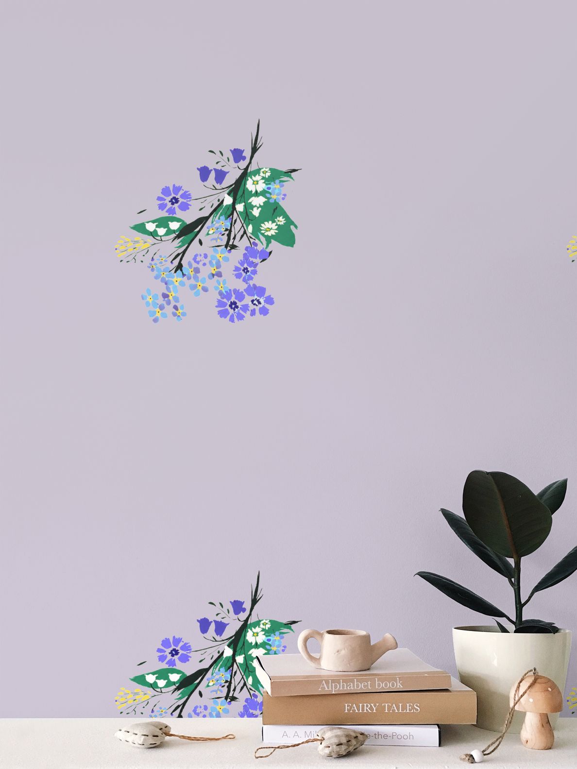 Posy Riot Wallpaper - Eva May - Lilac Grey