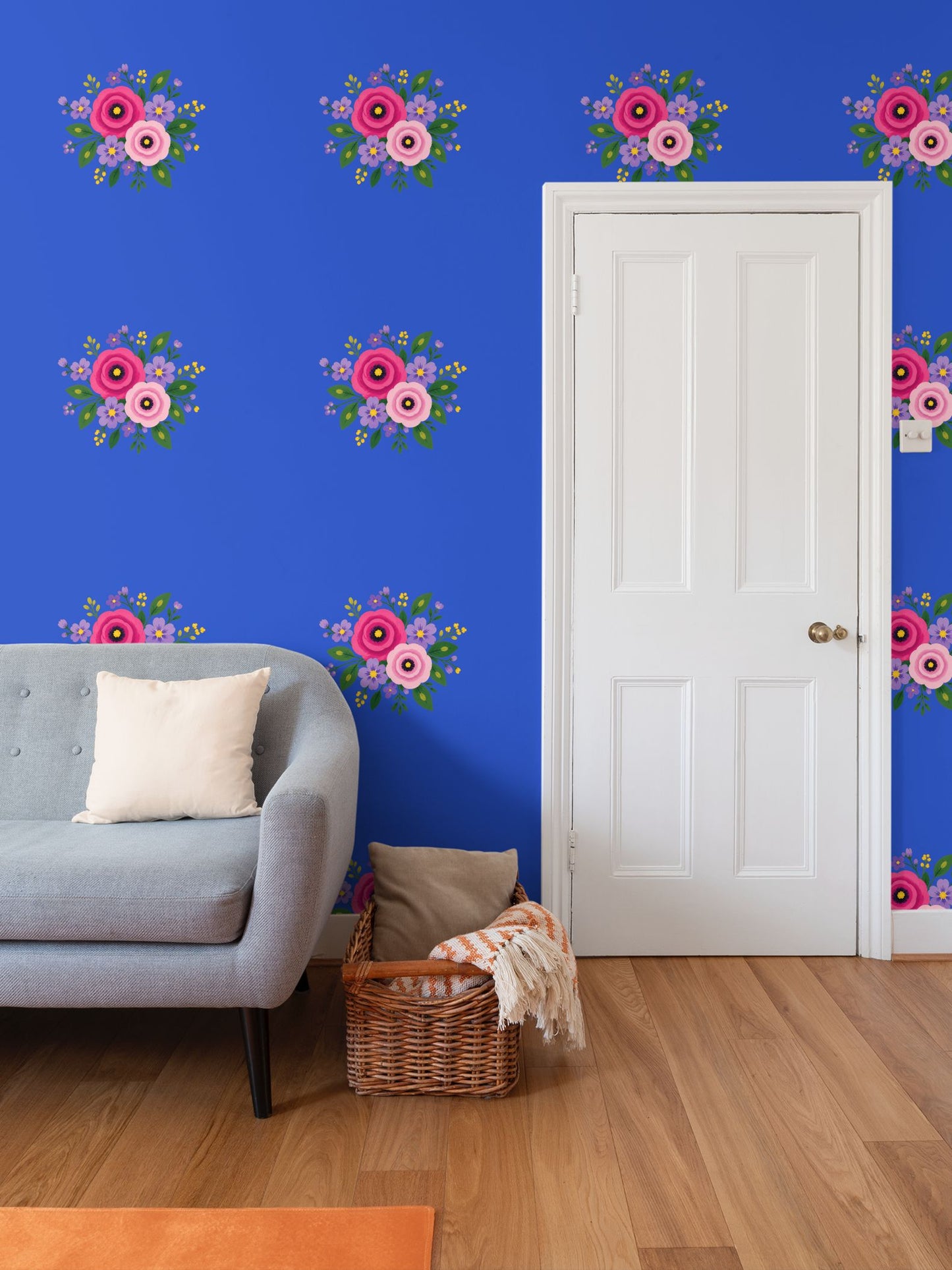 Posy Riot Wallpaper - Rose Eleanor - Colbalt Blue